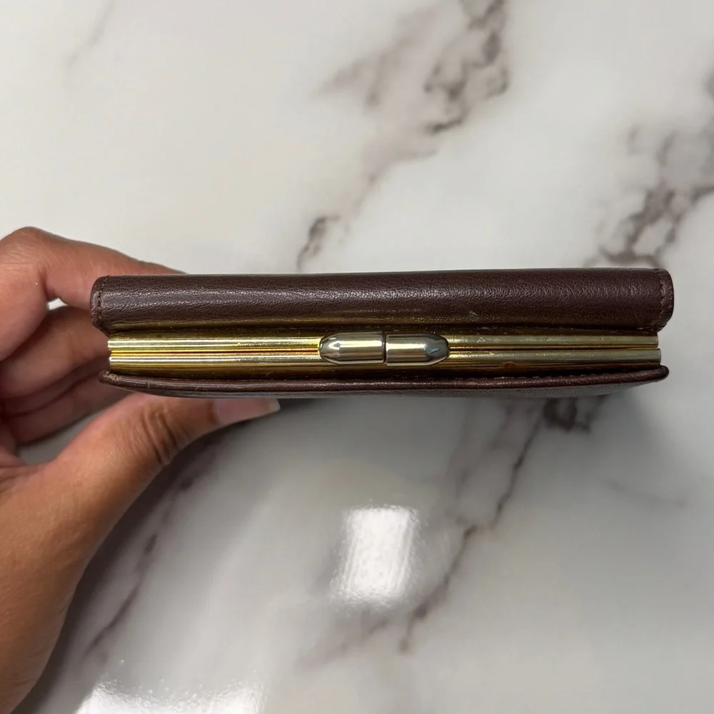 Vintage Christian Dior Brown Leather Kisslock Wallet - Picture 3 of 8
